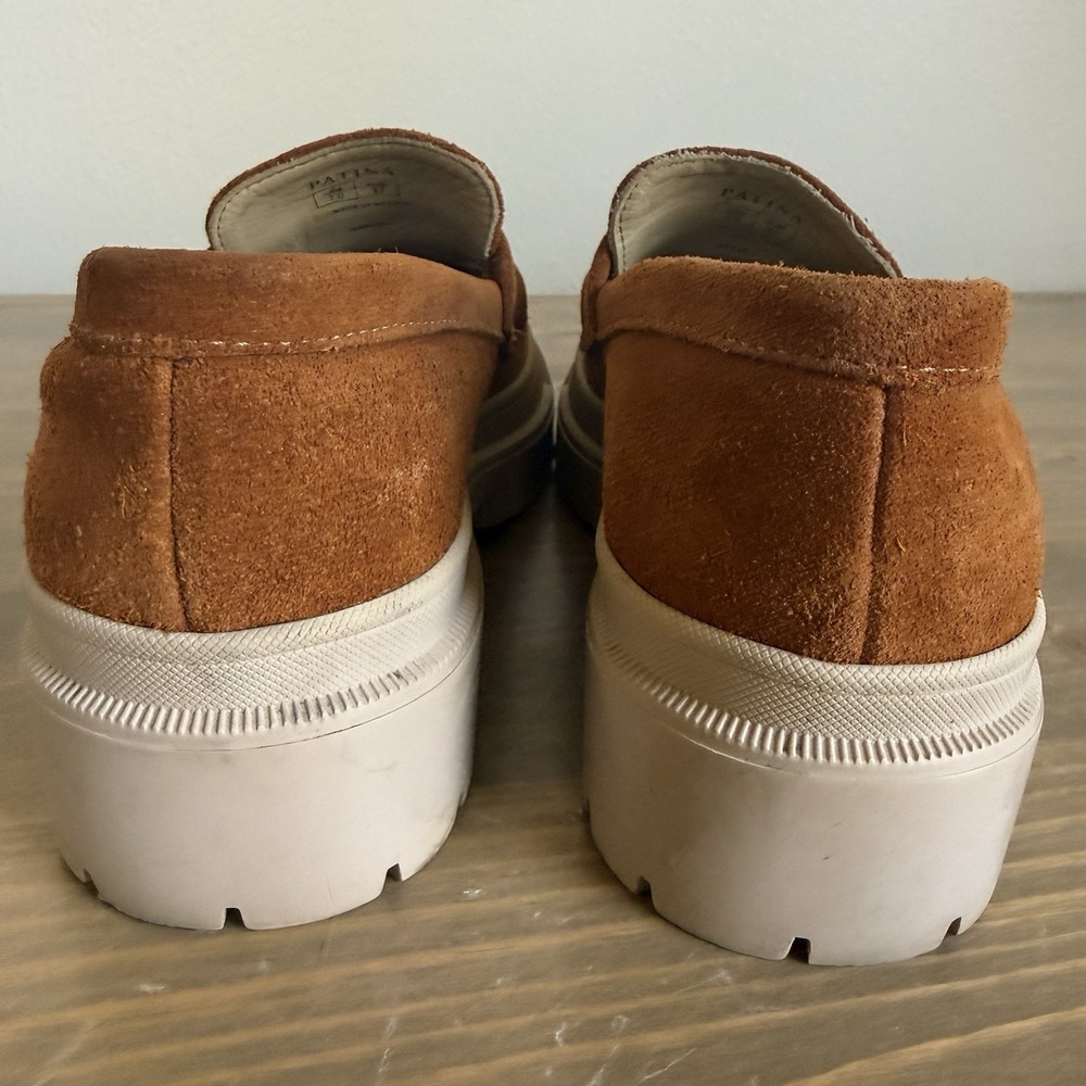 Portland Leather Co Patina Womens 7 Tan Leather Zoe Chunky Sole Loafers - Picture 5 of 8